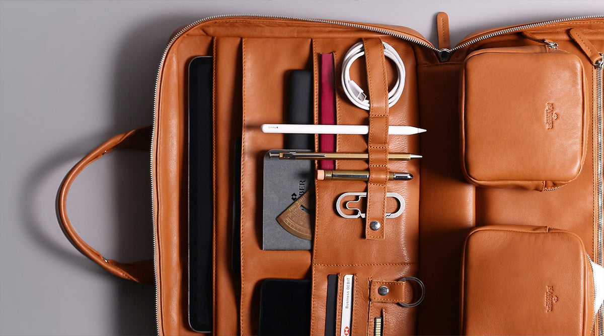 Work Briefcase Solid Leather Work Briefcase | Harber London