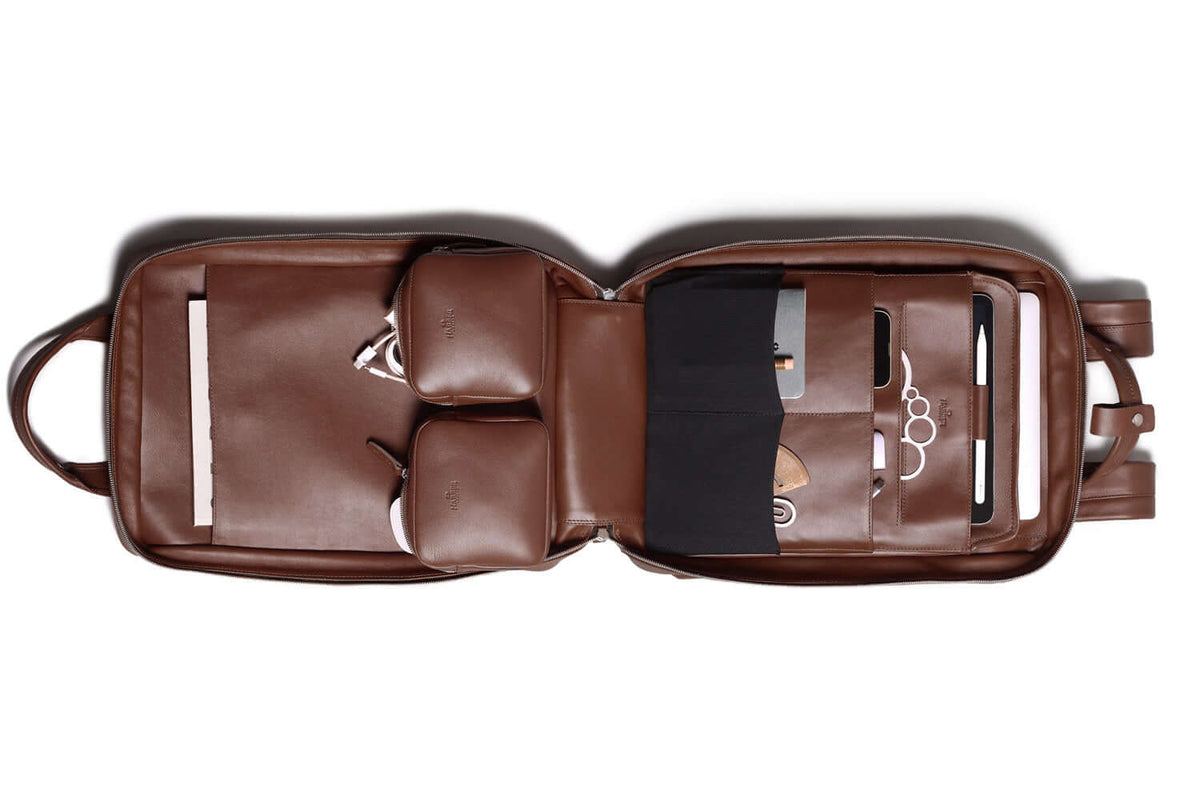 Modular Leather Backpack – Deep Brown Nomad Tech