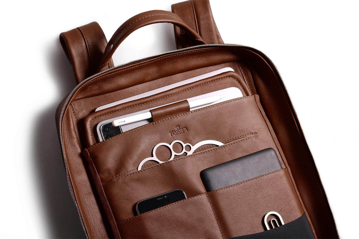 Modular Leather Backpack – Deep Brown Nomad Tech