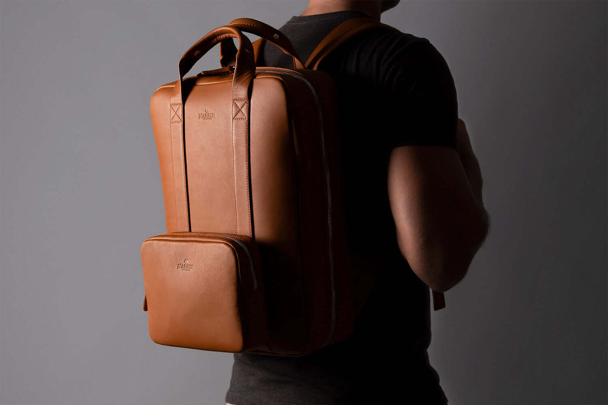 Modular Leather Backpack – Tan Tech 