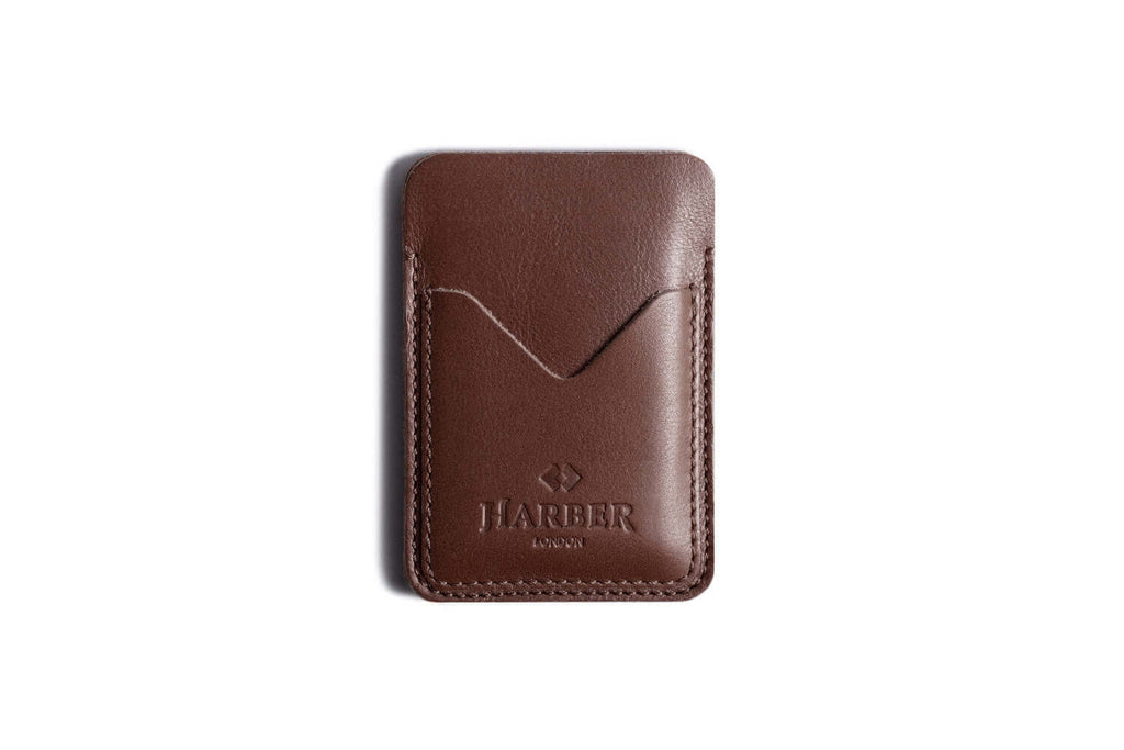 Porte-cartes en cuir classique - 3 poches marron foncé
