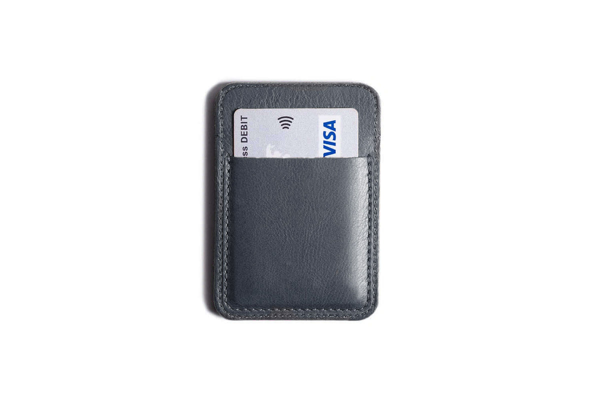 Classic Leather Card Holder - 3 Pocket – Grey