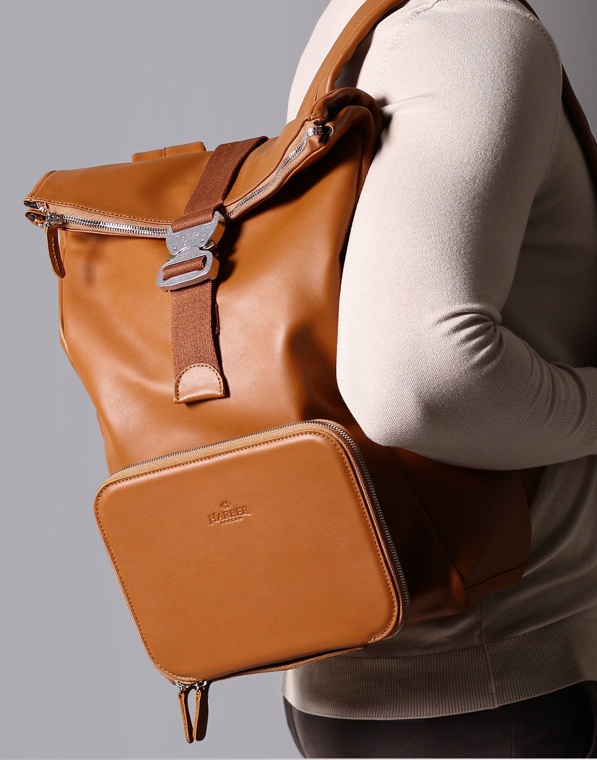 Leather Roll Top Backpack
