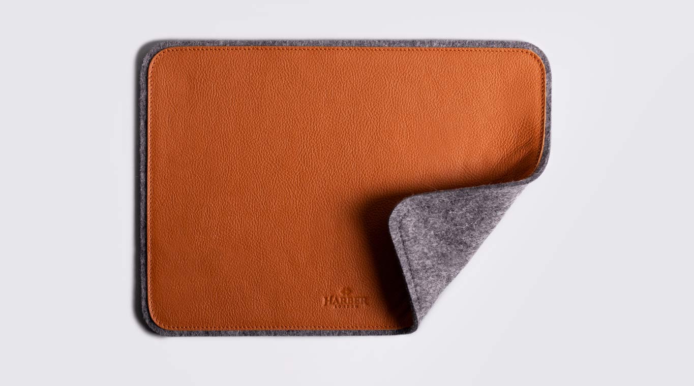 Leather and felt desk mat