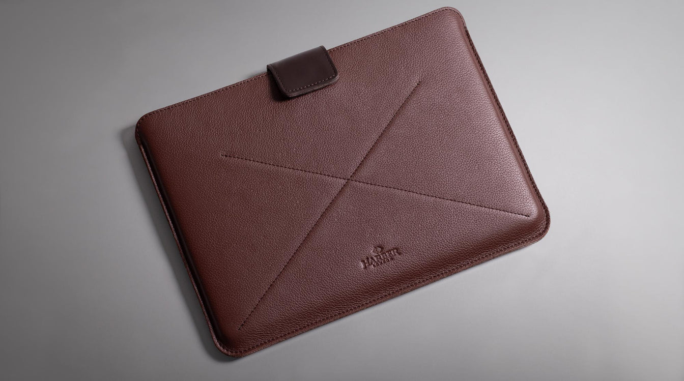 Harber London leather MacBook Sleeve Case with security flap