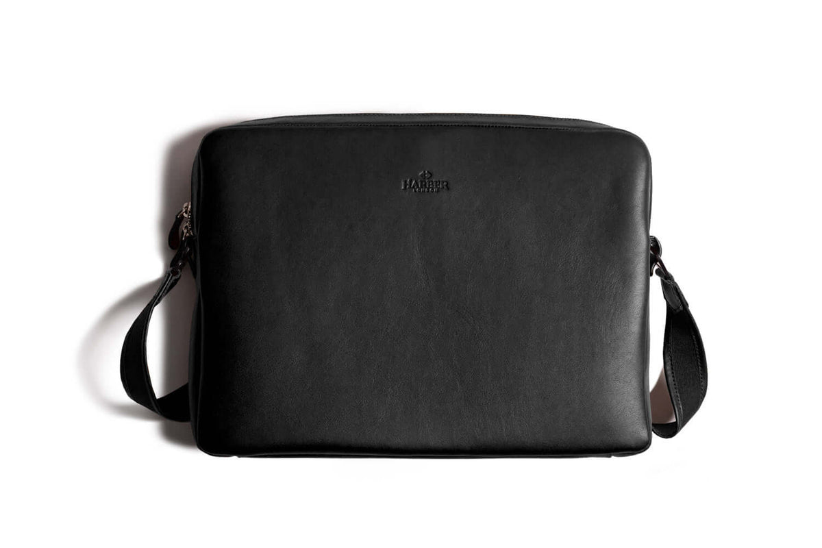 Leather Messenger Bag for MacBook Black