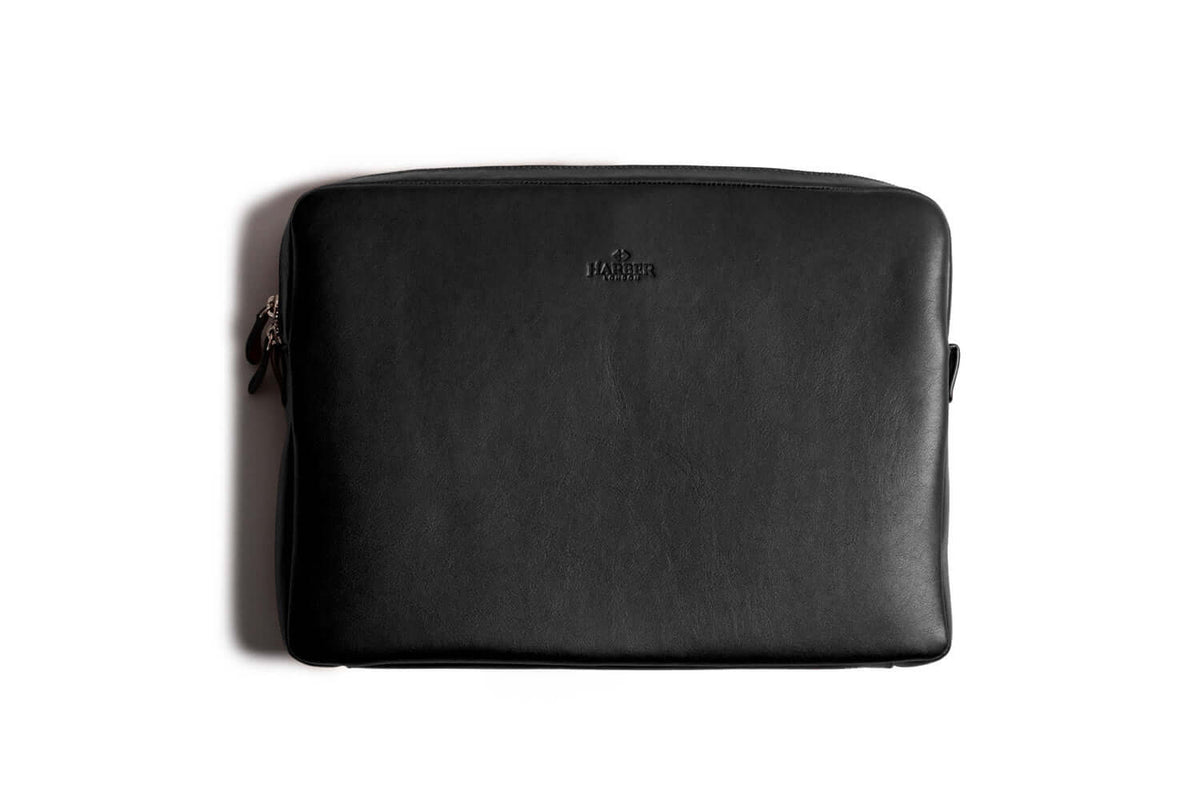 Leather Messenger Bag for MacBook Black