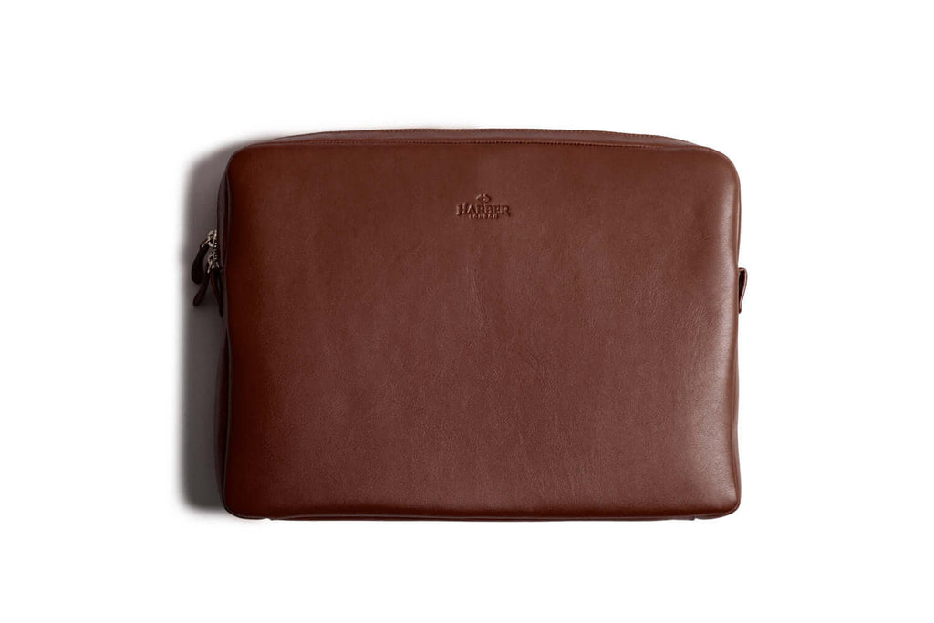 Sac messager en cuir pour MacBook marron foncé