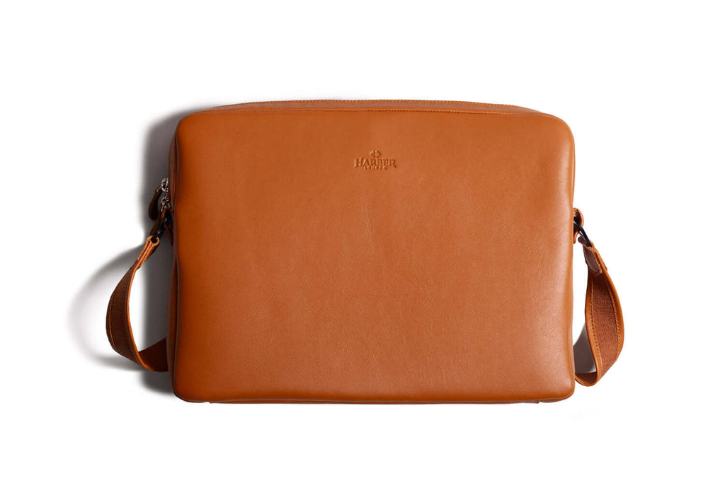 Leather Messenger Bag for MacBook Tan