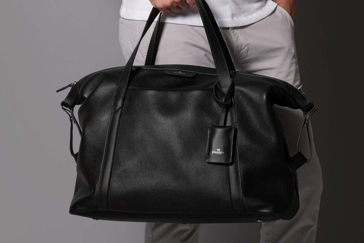  Leather Overnight Bag Black