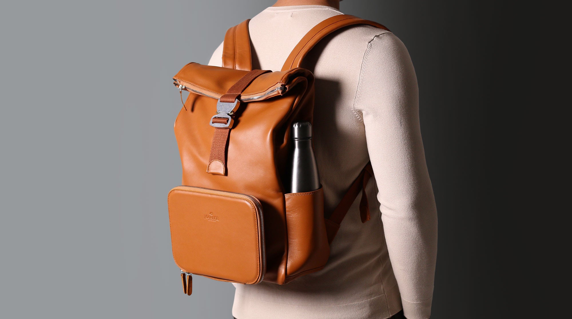 Luxurious leather laptop backpack