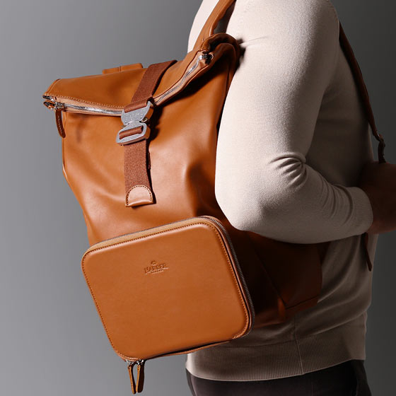 Leather Roll Top Backpack