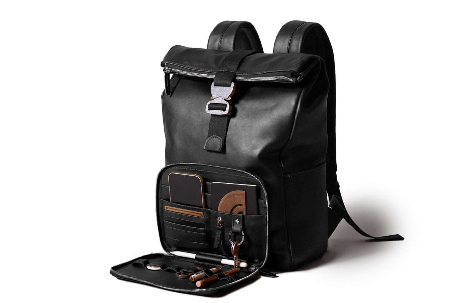 Leather Roll Top Backpack for Laptop Harber London