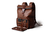 Leather Roll Top Backpack