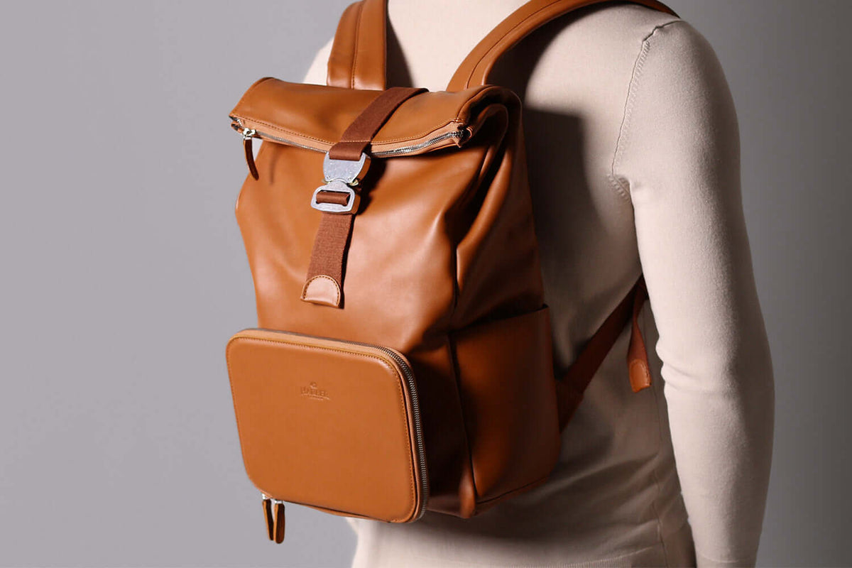 Leather Roll Top Backpack – Tan Nomad