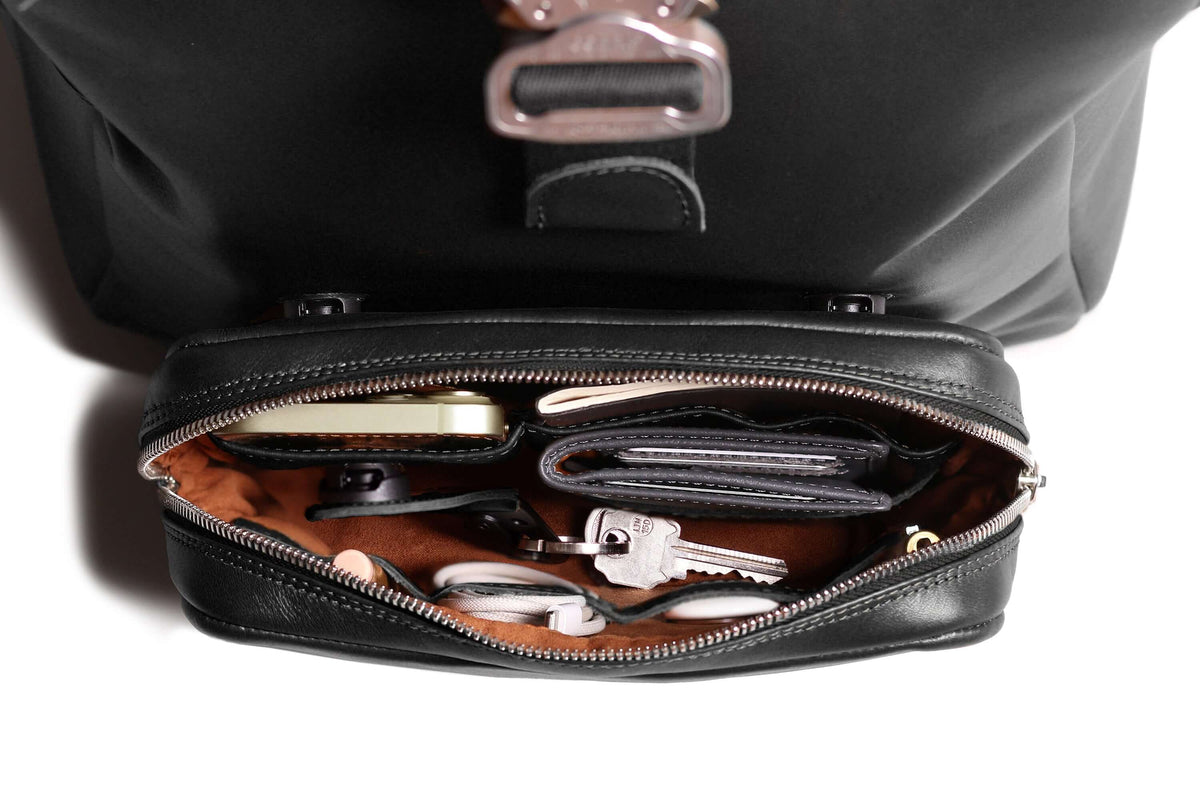 Leather Roll Top Backpack – Black Tech