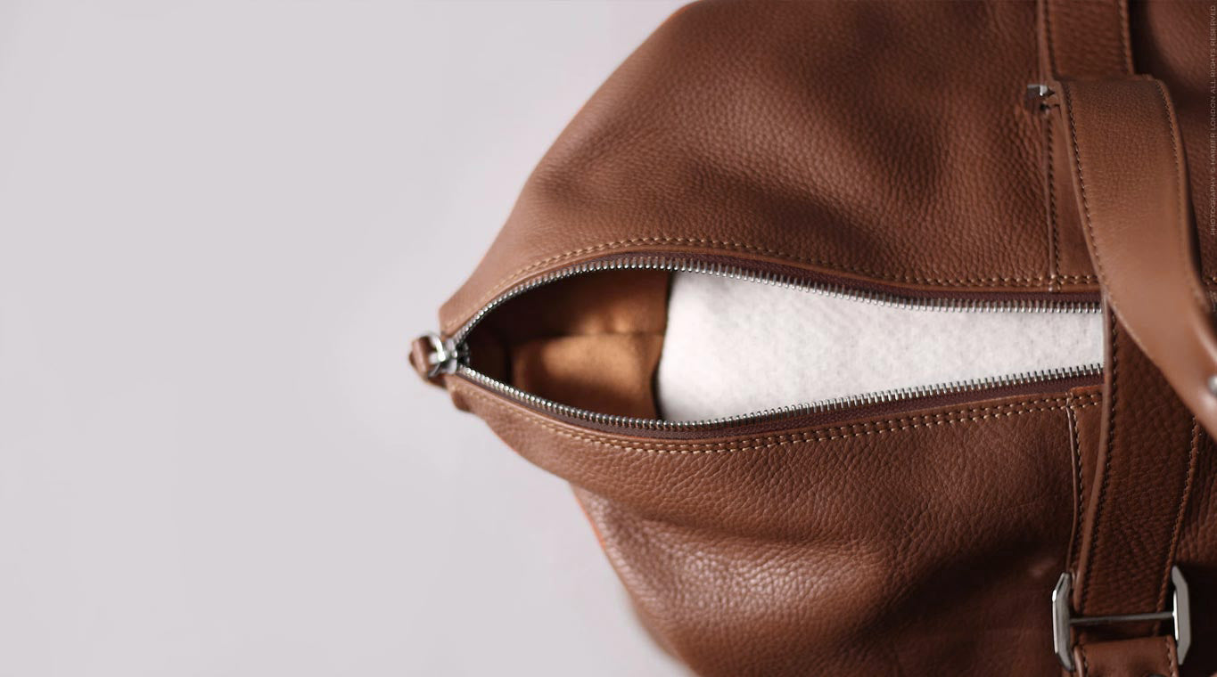 Leather shopper duffel bag
