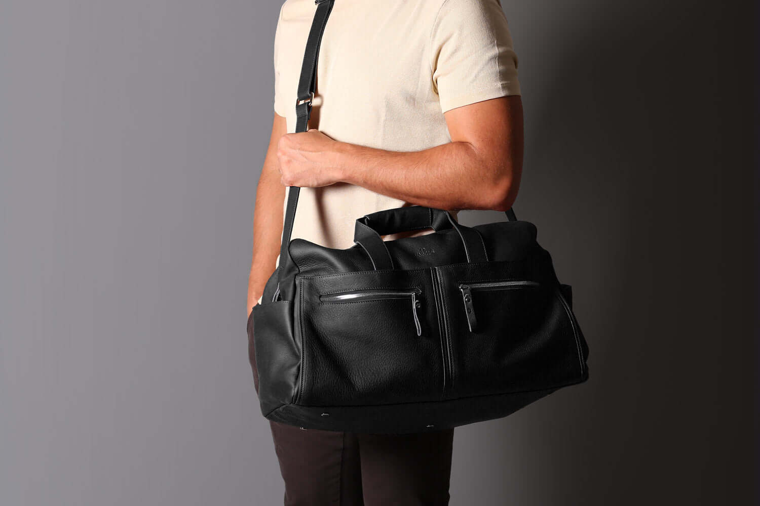 Sac Weekender En Cuir Noir