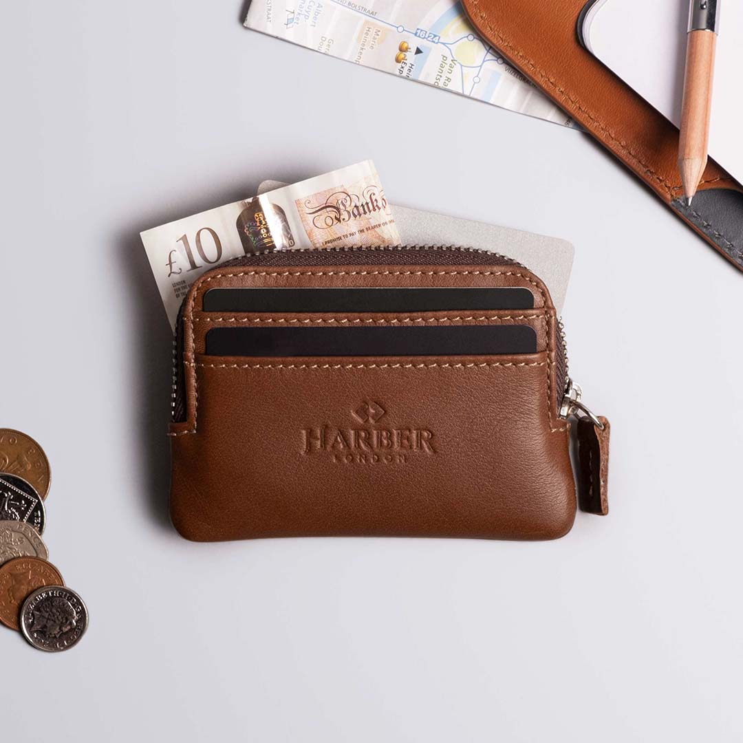 Leather Zip Coin Wallets, Free Shipping