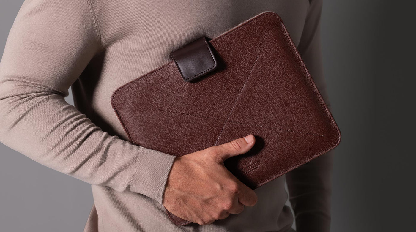 Leather iPad Case with security flap and AirTag Pocket