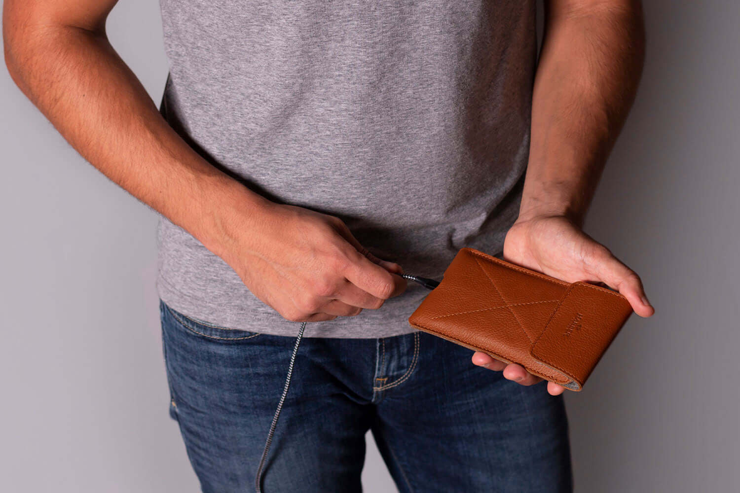 Pochette Enveloppe Magnétique Pour iPhone Tan