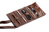 Mini Zip Leather Rollup Cord & Tools Wrap Deep Brown