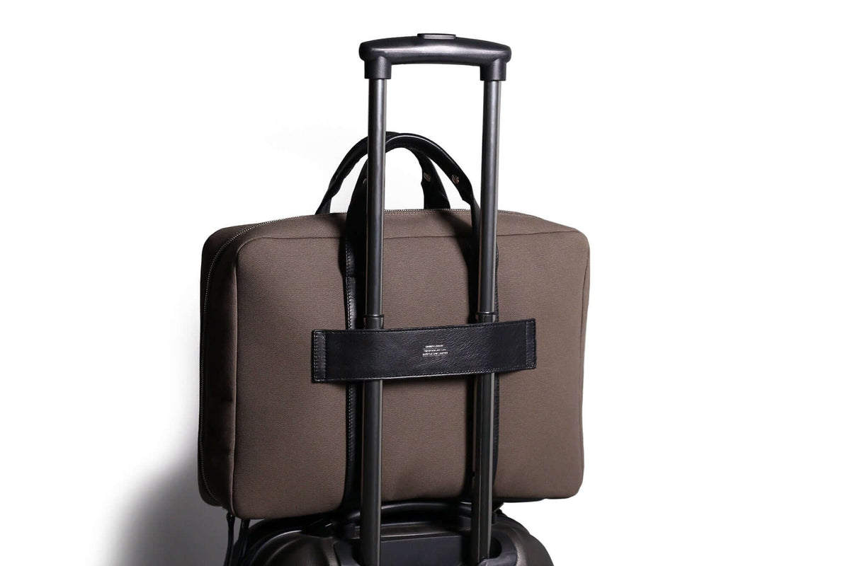 Rugged Laptop Briefcase Mocha Fabric / Black Leather