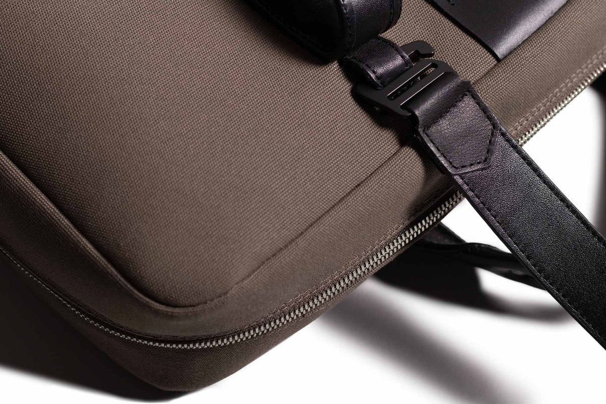 Rugged Laptop Briefcase Mocha Fabric / Black Leather