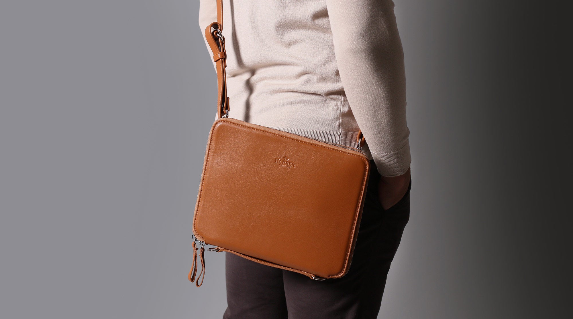 Leather Messenger organiser for iPad