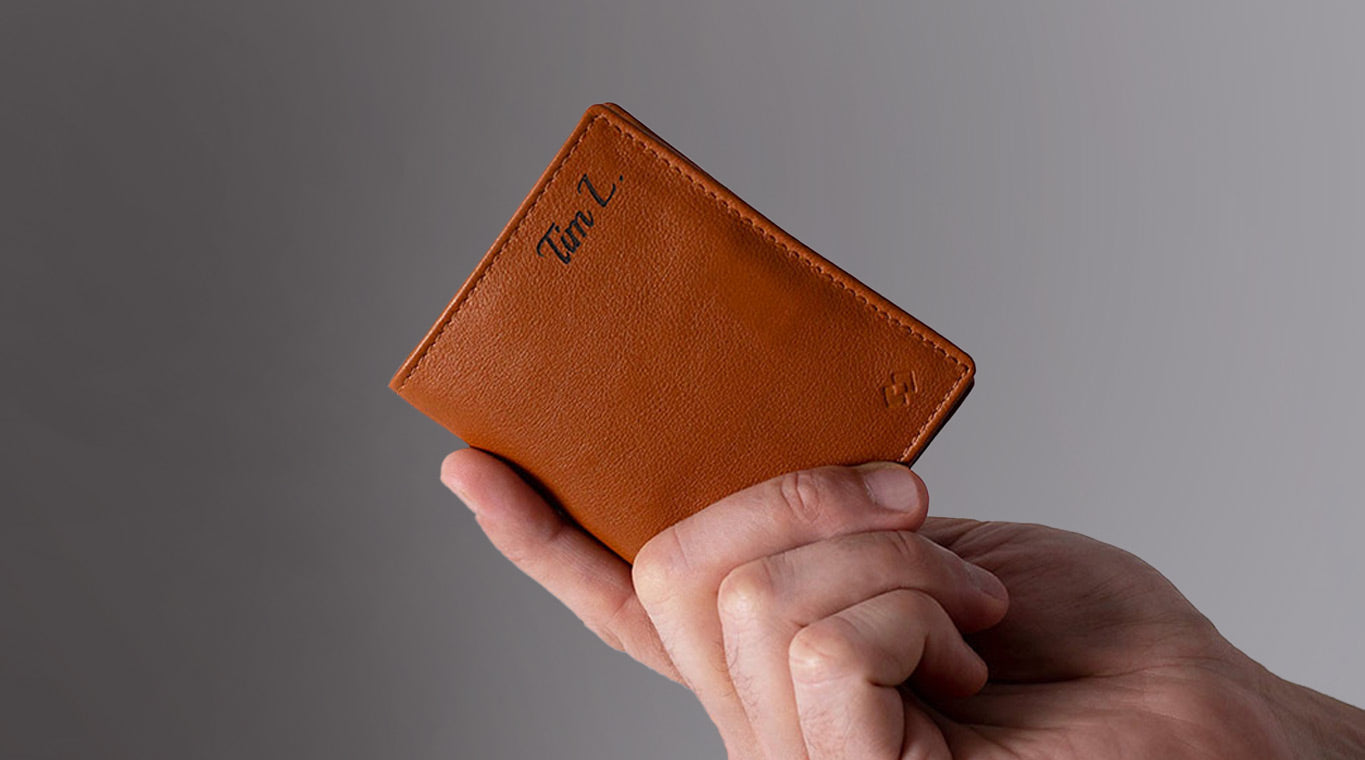 Personalised Leather Card Holder  Add your name or initials - The