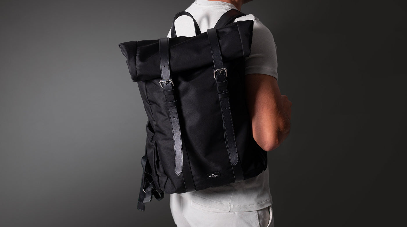 Black Roll Top Backpack