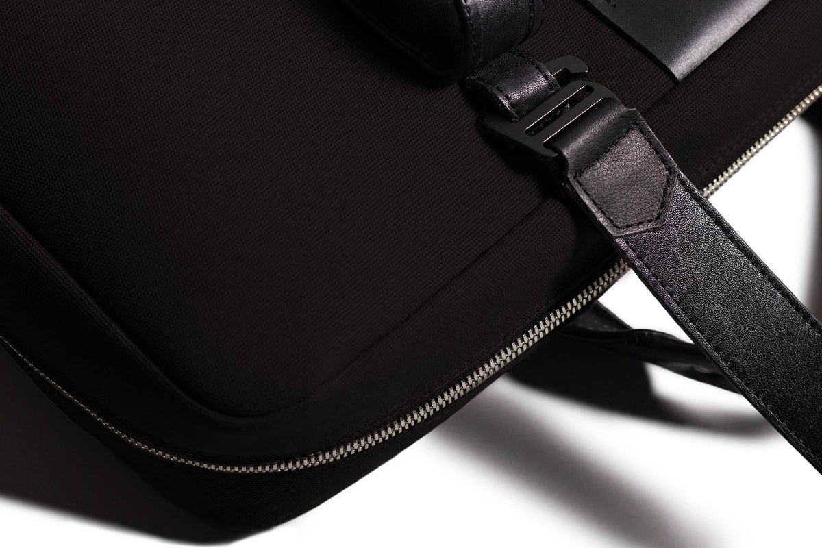 Rugged Laptop Briefcase – Black Fabric / Black Leather