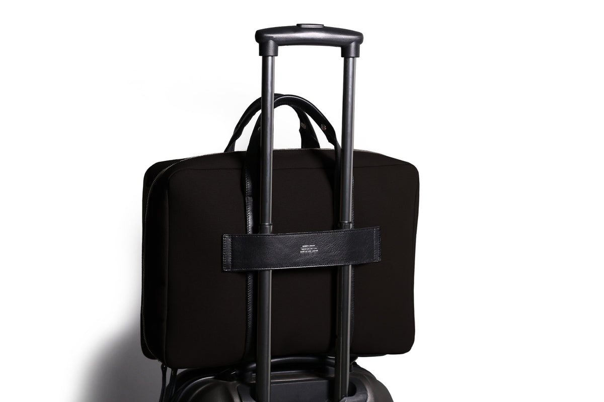 Rugged Laptop Briefcase – Black Fabric / Black Leather