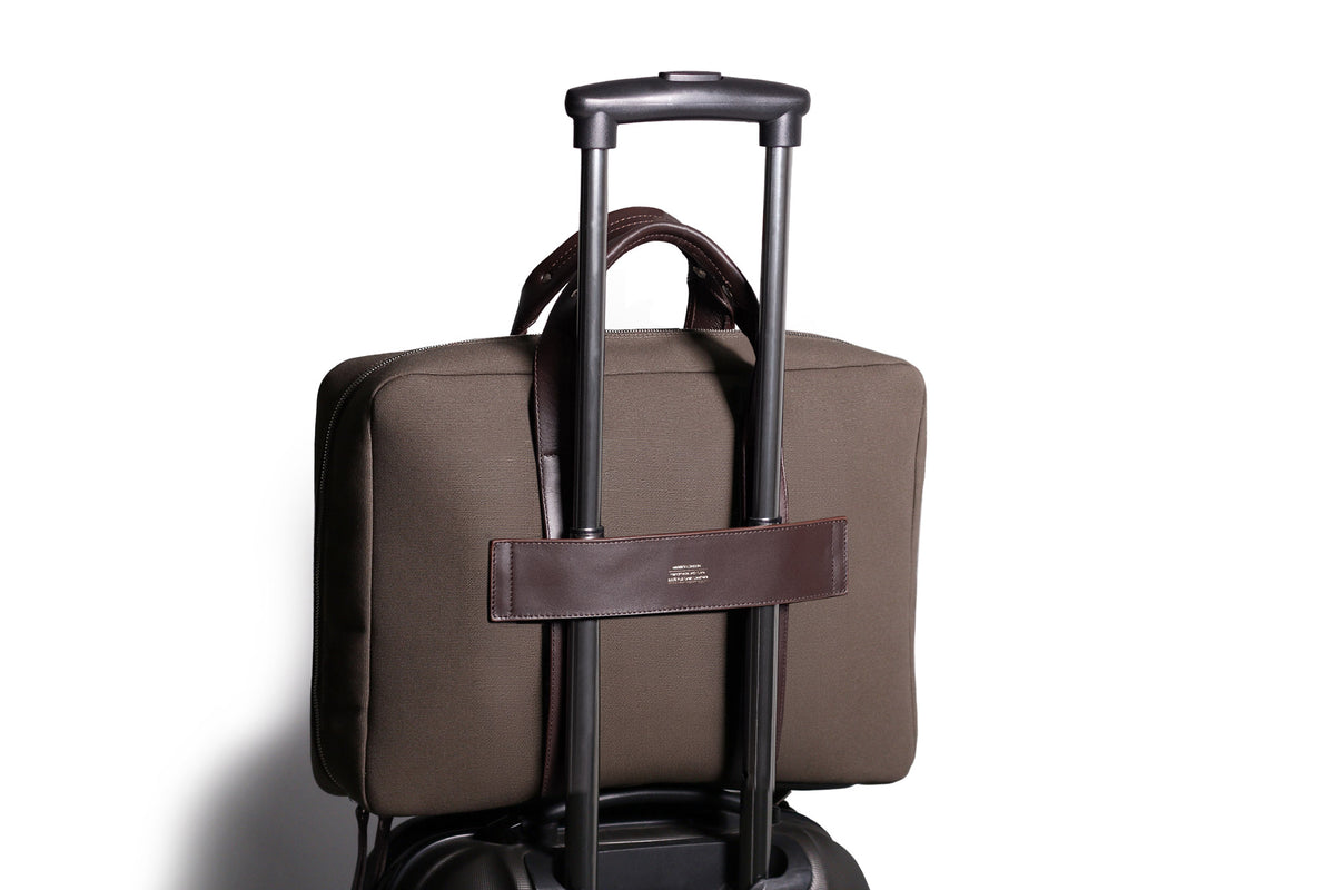 Rugged Laptop Briefcase – Mocha Fabric / Brown Leather
