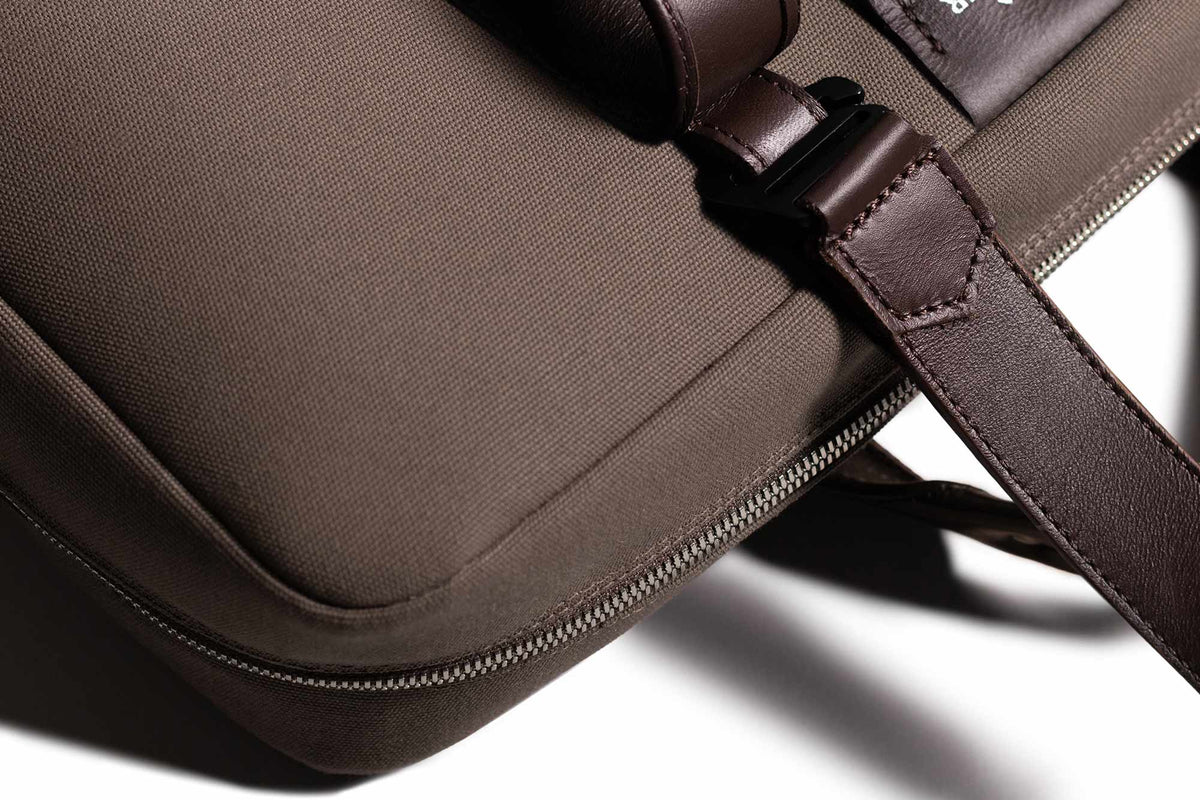 Rugged Laptop Briefcase – Mocha Fabric / Brown Leather
