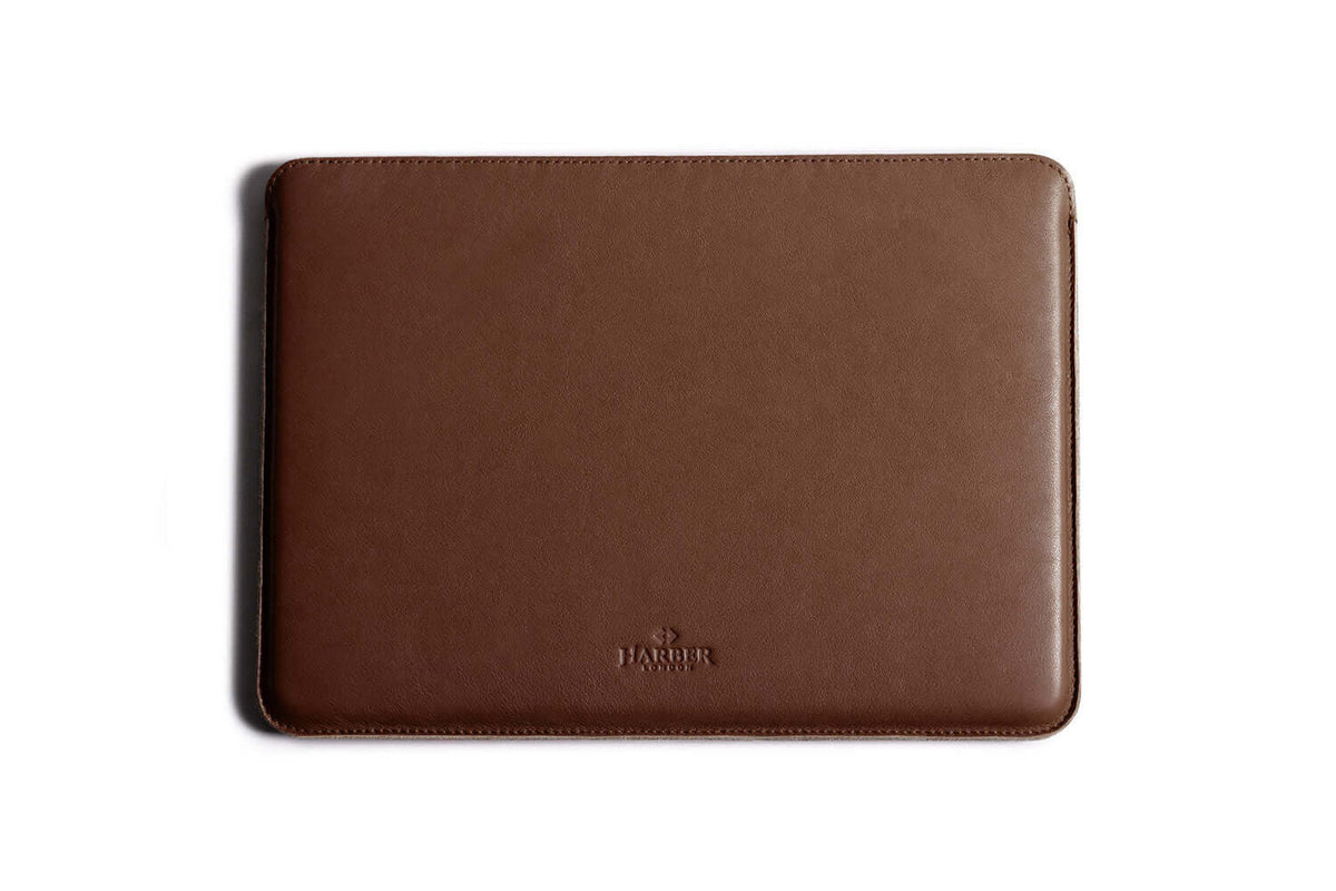 Slim Leather MacBook Sleeve Case Deep Brown