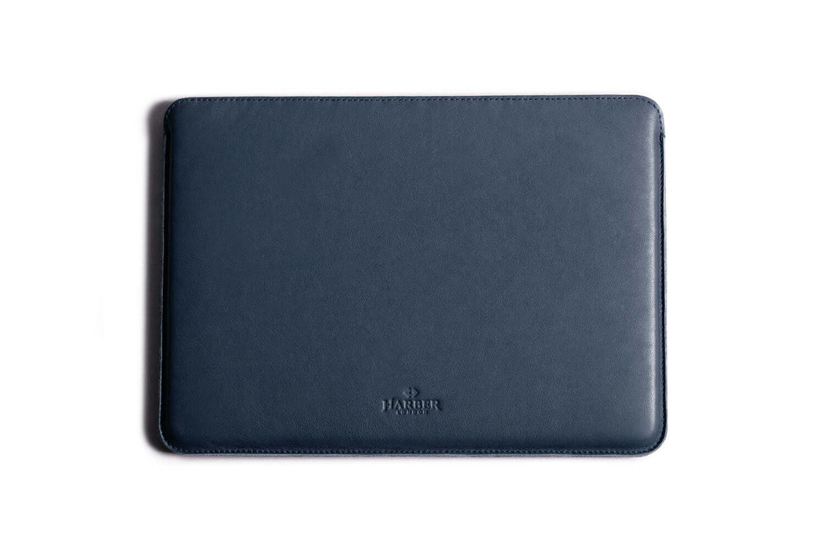 Slim Leather MacBook Sleeve Case Navy