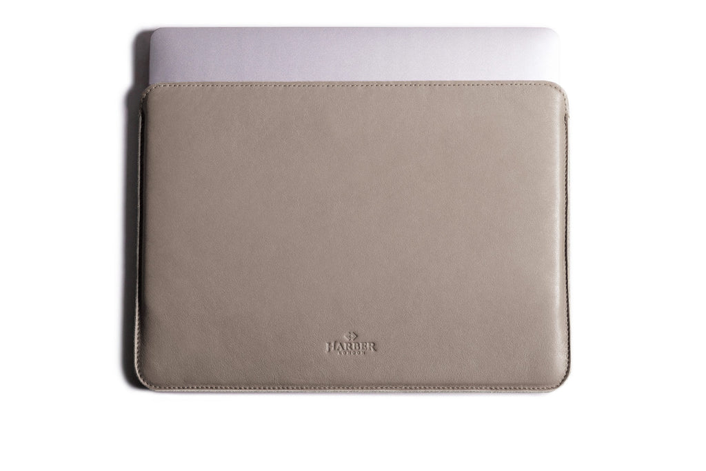 Citysheep Custodia In Pelle E Lana Merino Per MacBook Pro 13 2016 E MacBook Air 13 2018 - Feltro Naturale E Pelle Italiana, Grigio Chiaro/Marrone - 3