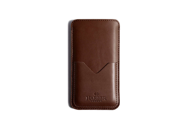 Slim Leather Smartphone Sleeve Case Deep Brown