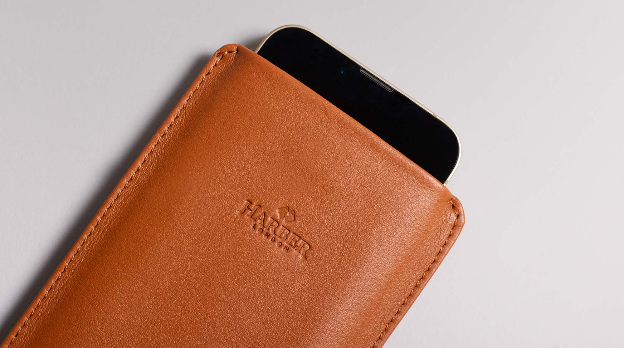 Étui fin en cuir pour iPhone avec pochette pour cartes