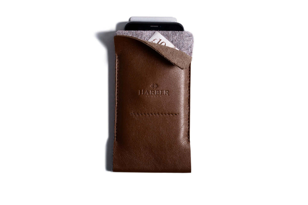 Slim Wallet Sleeve Case for Smartphones Deep Brown