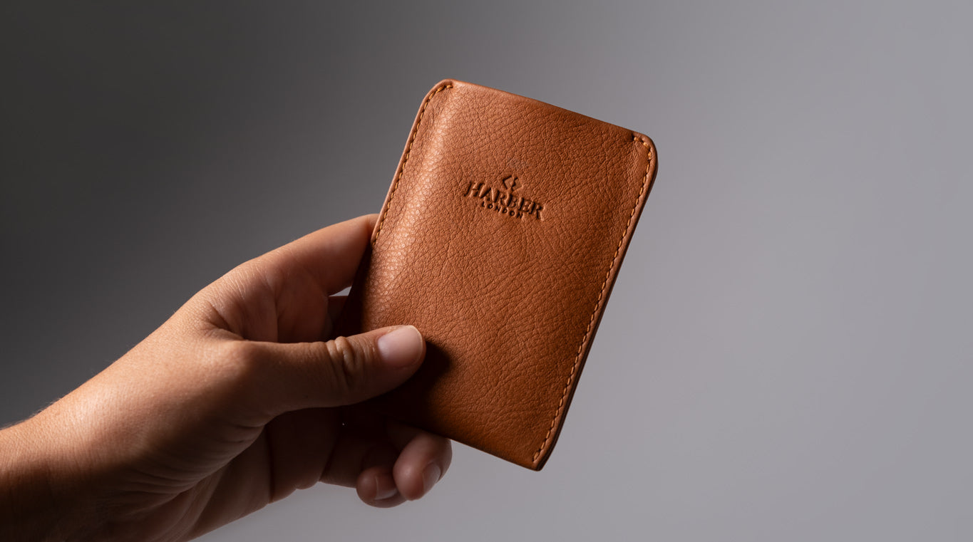 Leather super slim card holder with RFID protection