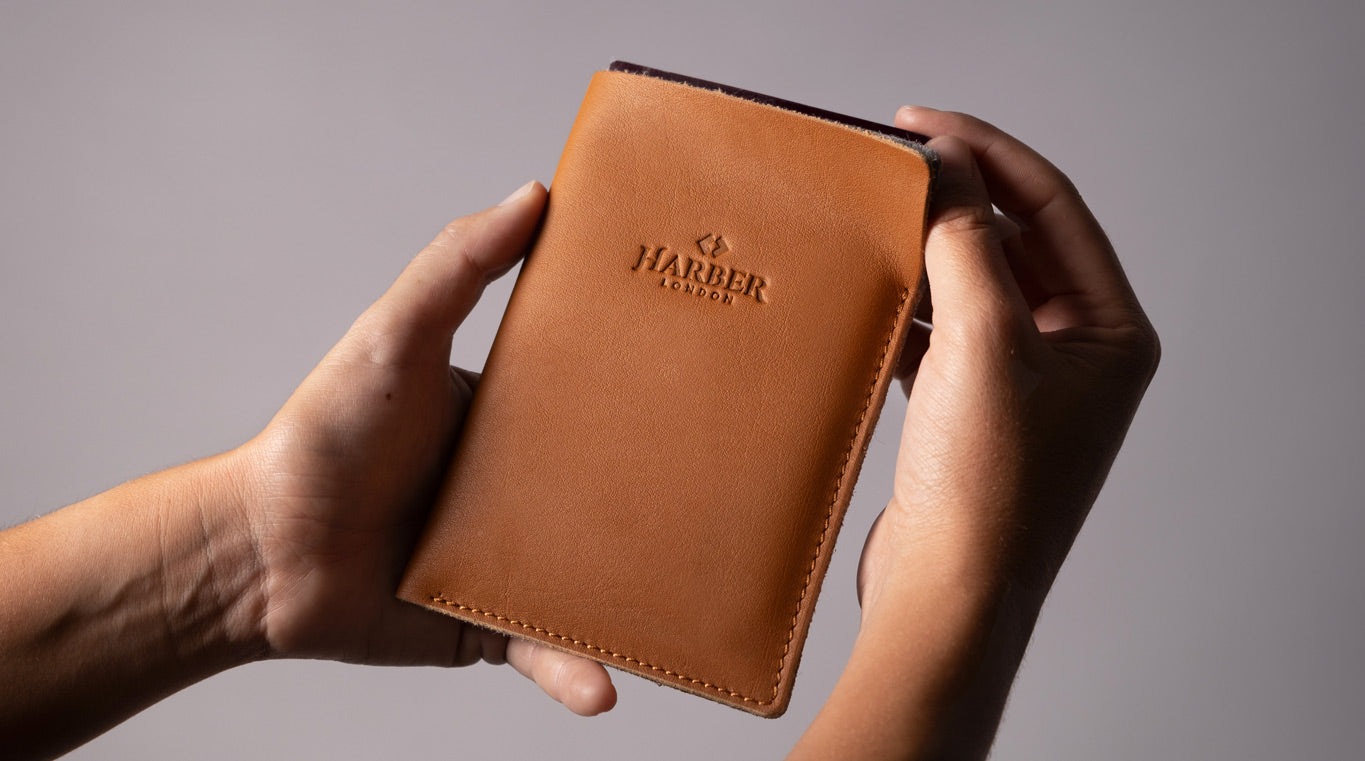 Vertical leather passport holder