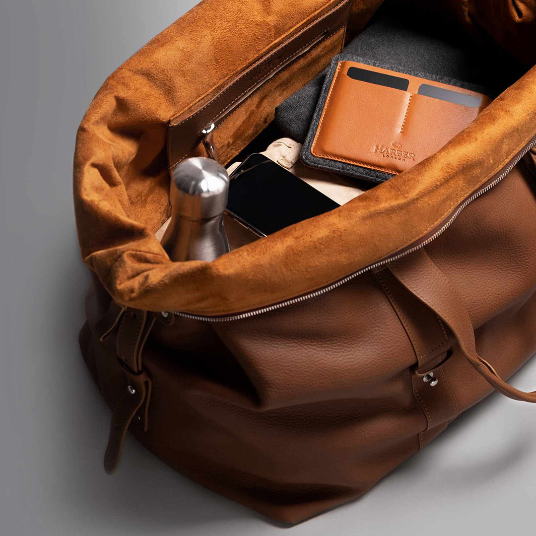 Leather weekender bag