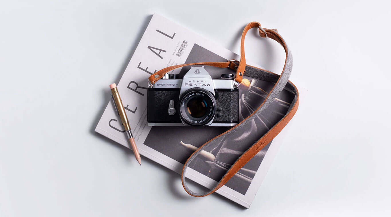 leather felt camera strap