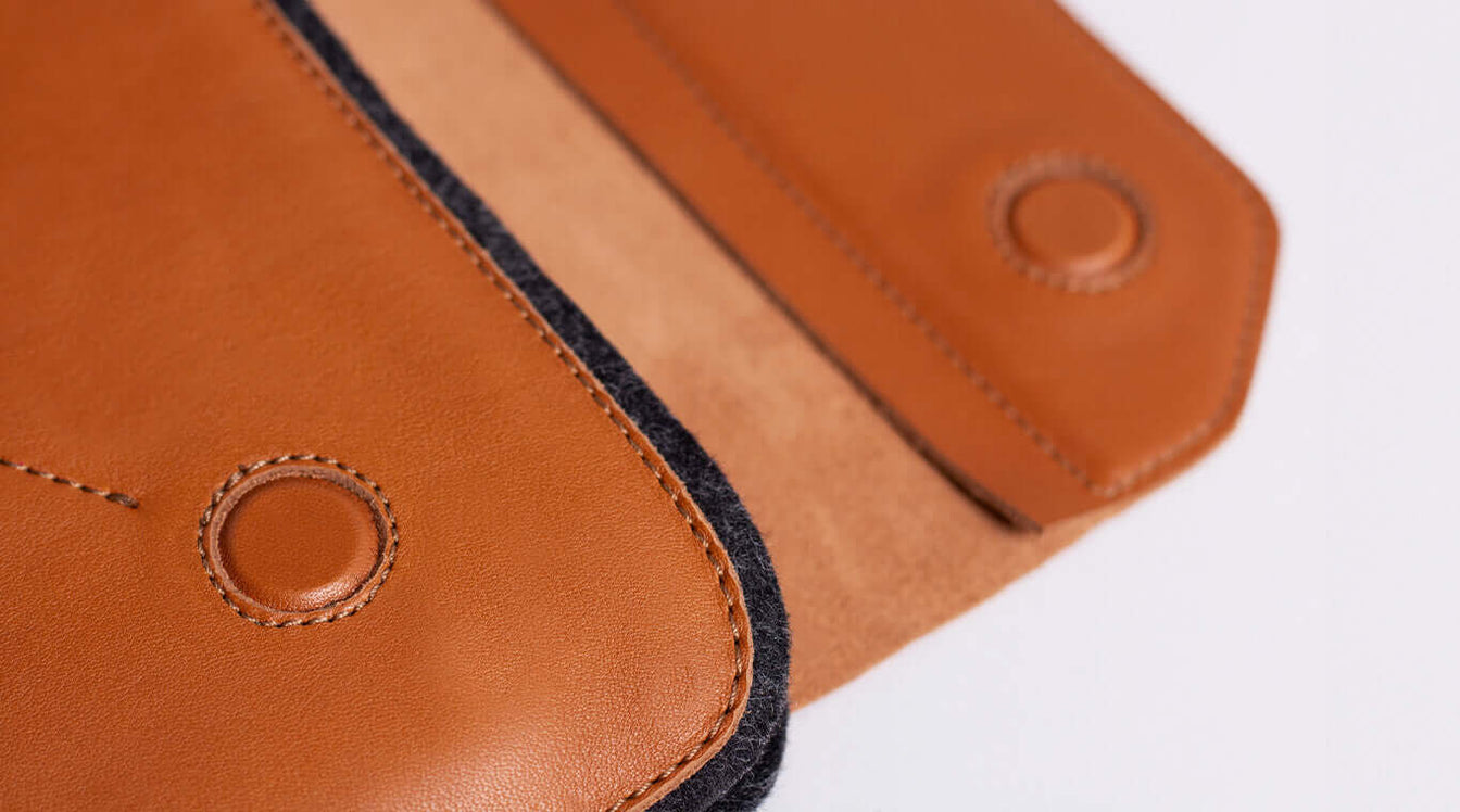 Magnetic leather MacBook sleeve