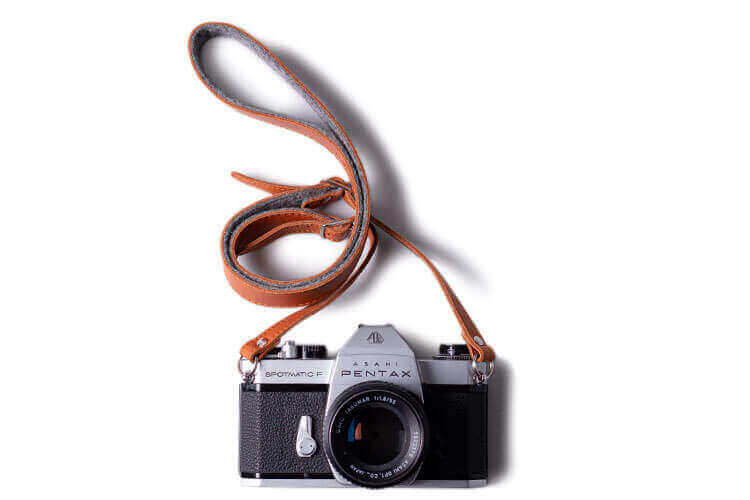 Adjustable Leather & Felt Camera Strap Tan 