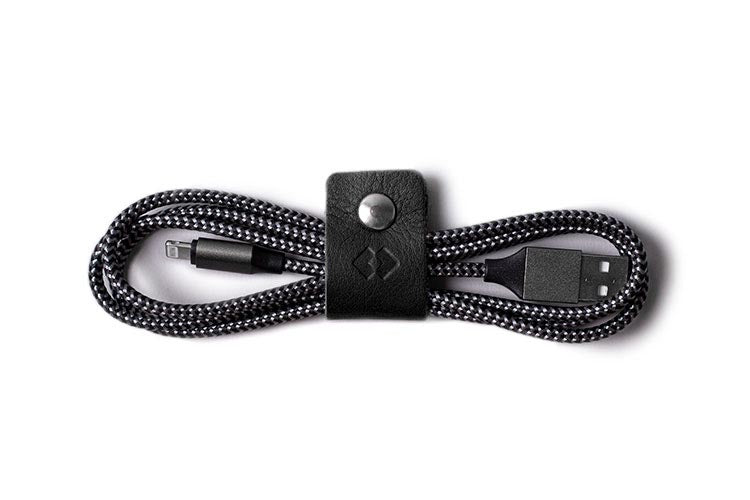 Black Leather Cable Organiser