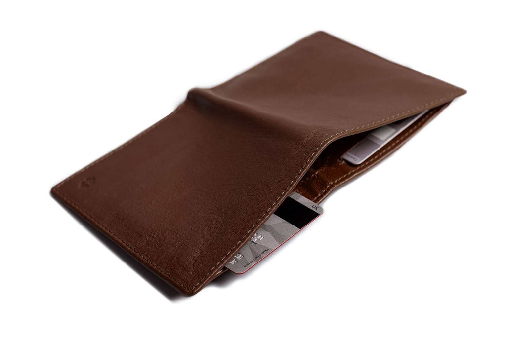 Leather Bifold Zip Wallet with RFID Protection Deep Brown