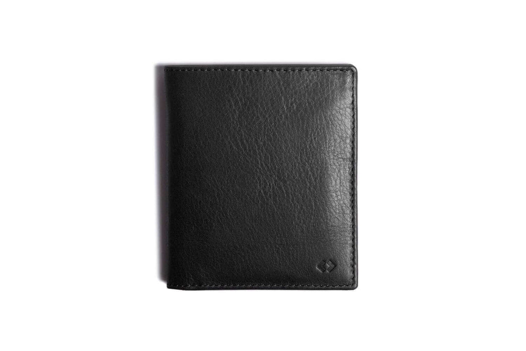 Leather Bifold Zip Wallet with RFID Protection Black